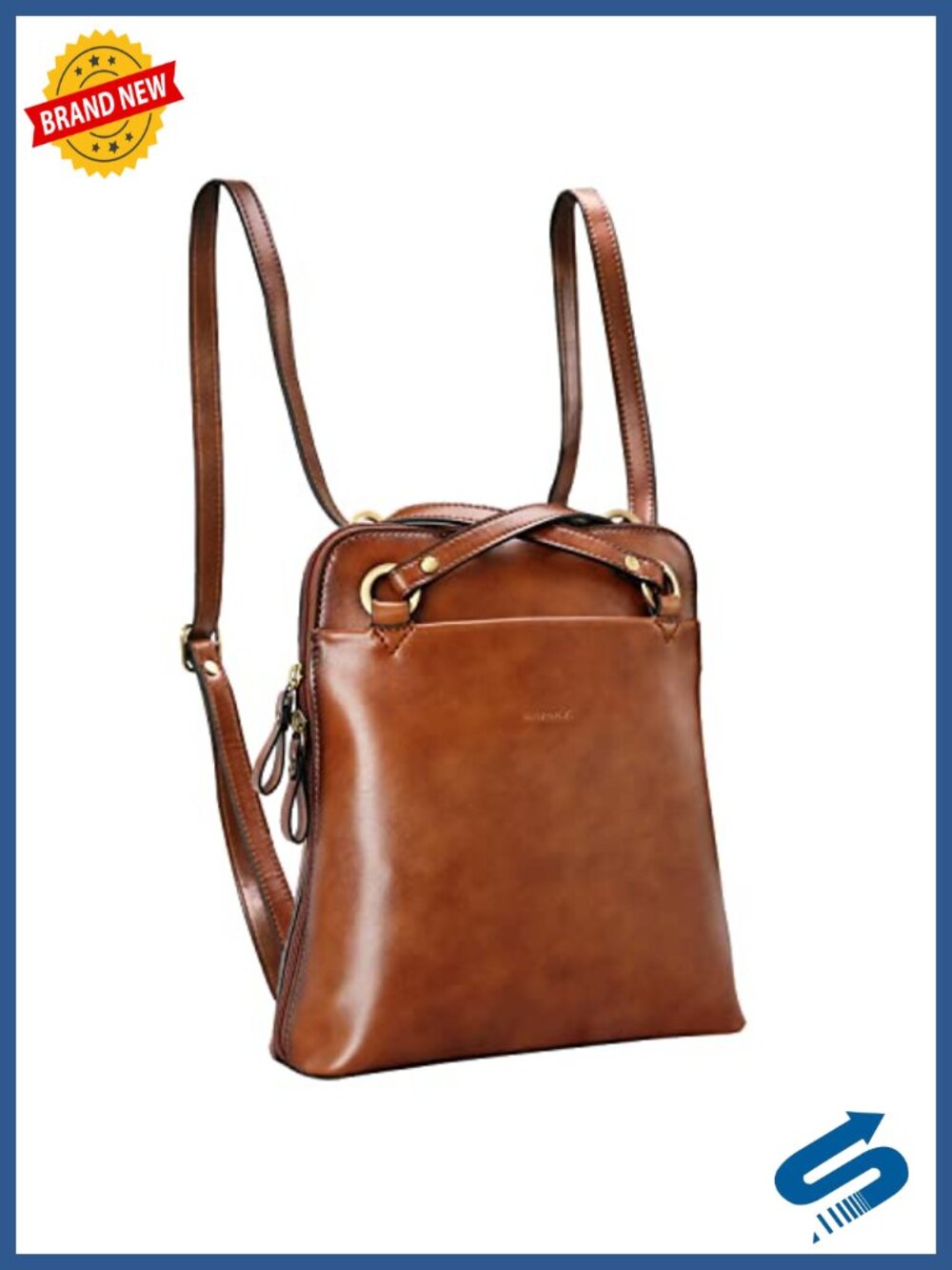 Convertible Leather Backpack Purse for Women, Lightweight Daypack with